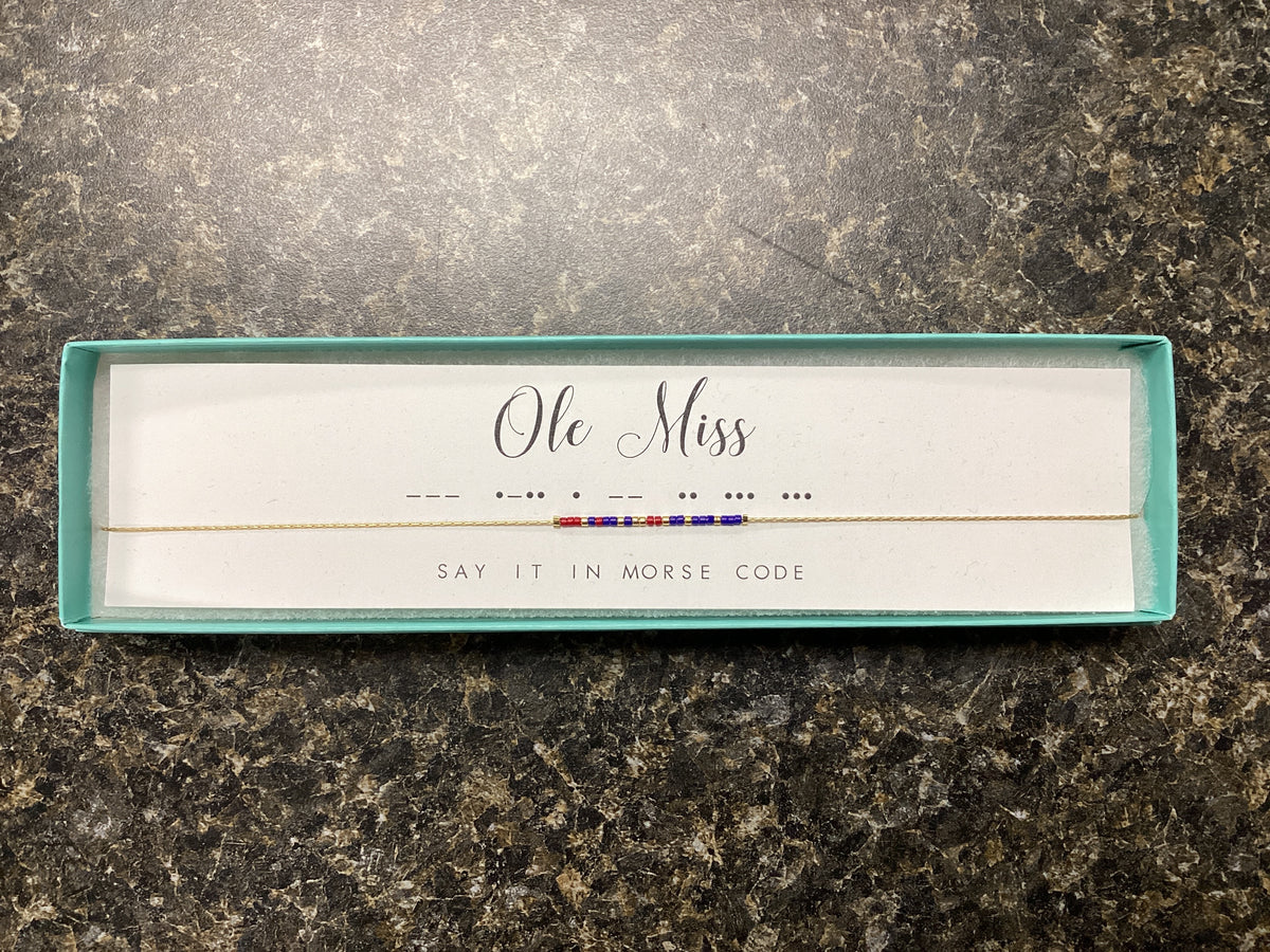 Ole Miss Morse Code Necklace