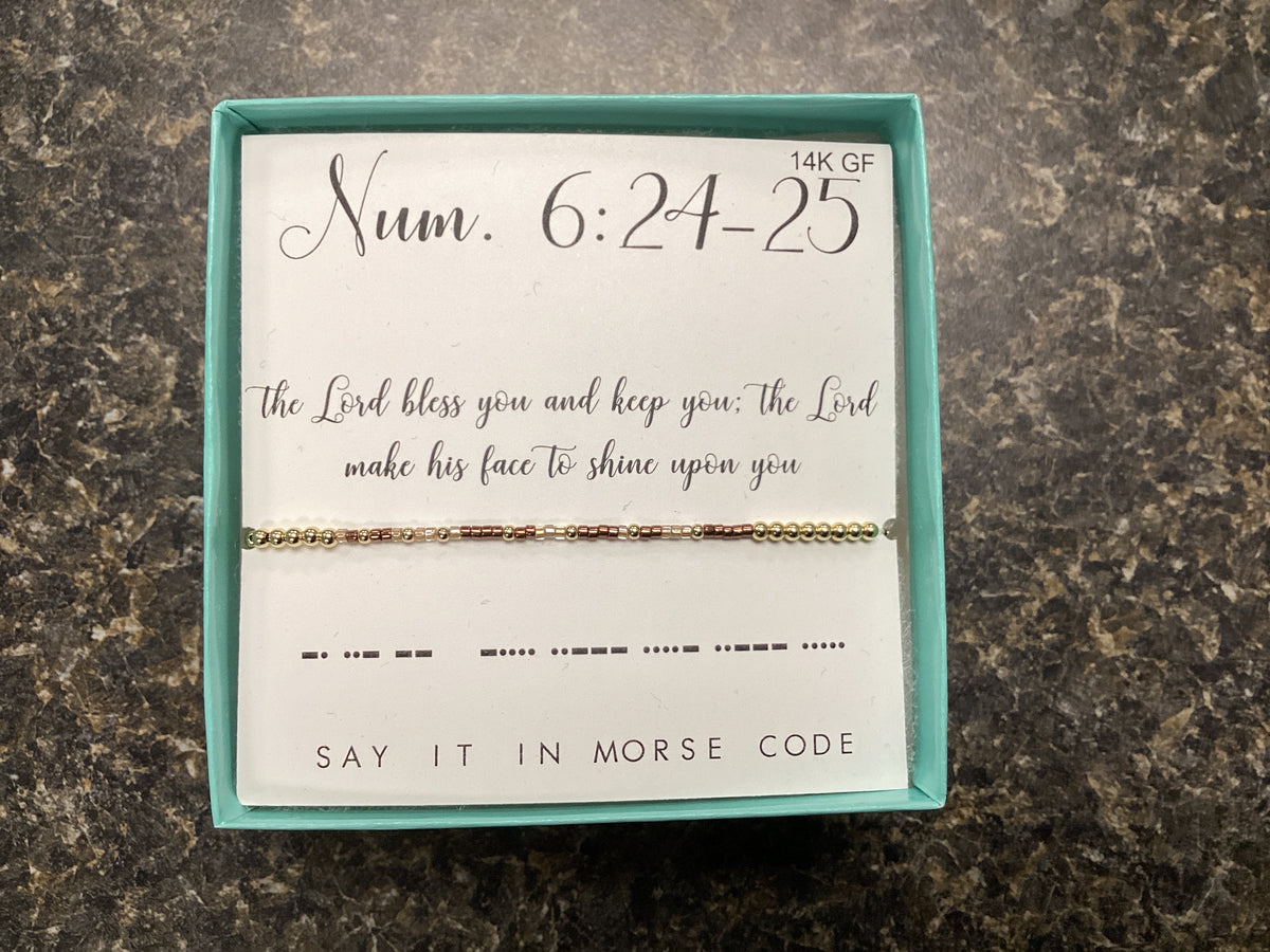 Num 6:24-25 Morse Code Beaded Bracele