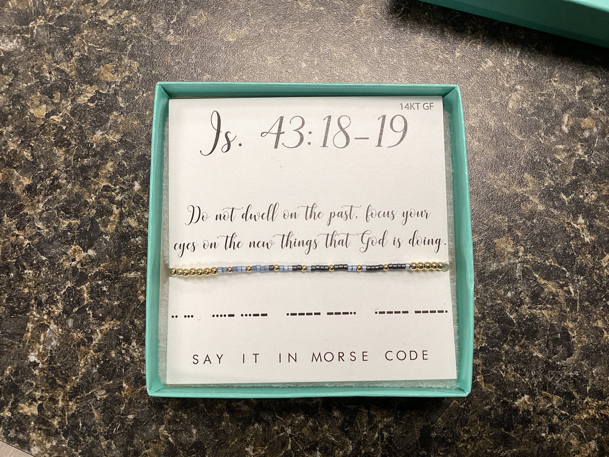 Isaiah 43:18-19 Morse Code Beaded Bracelet
