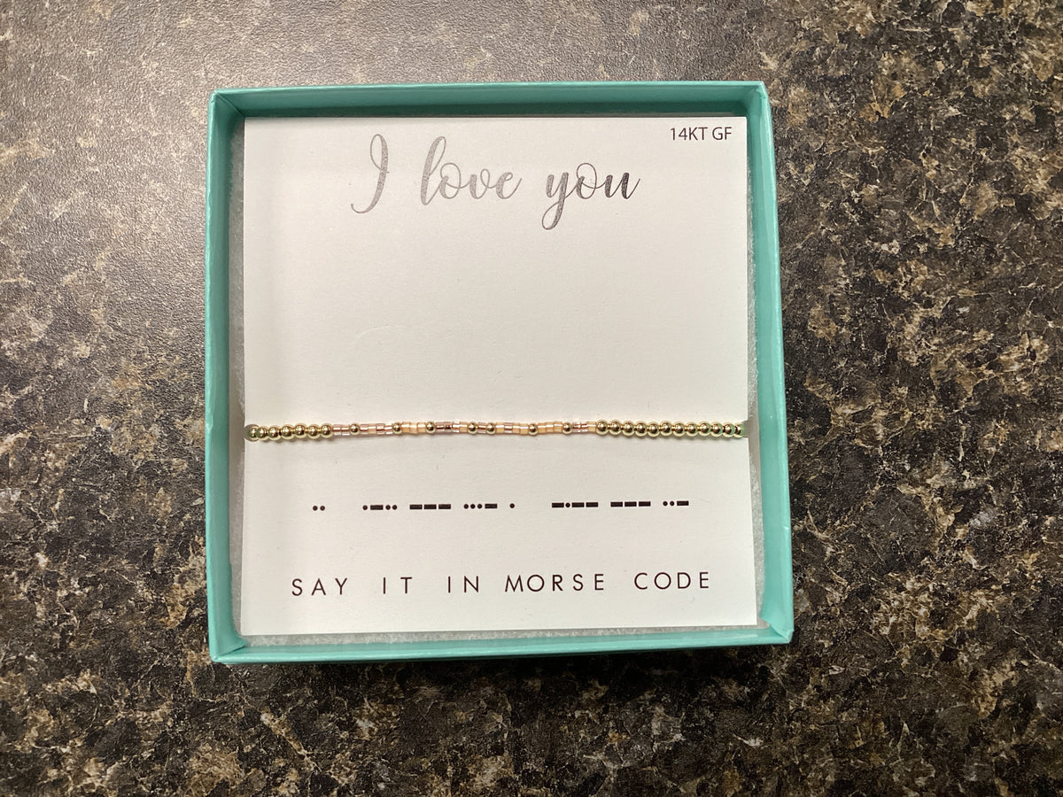 I love you Morse Code Beaded Bracelet