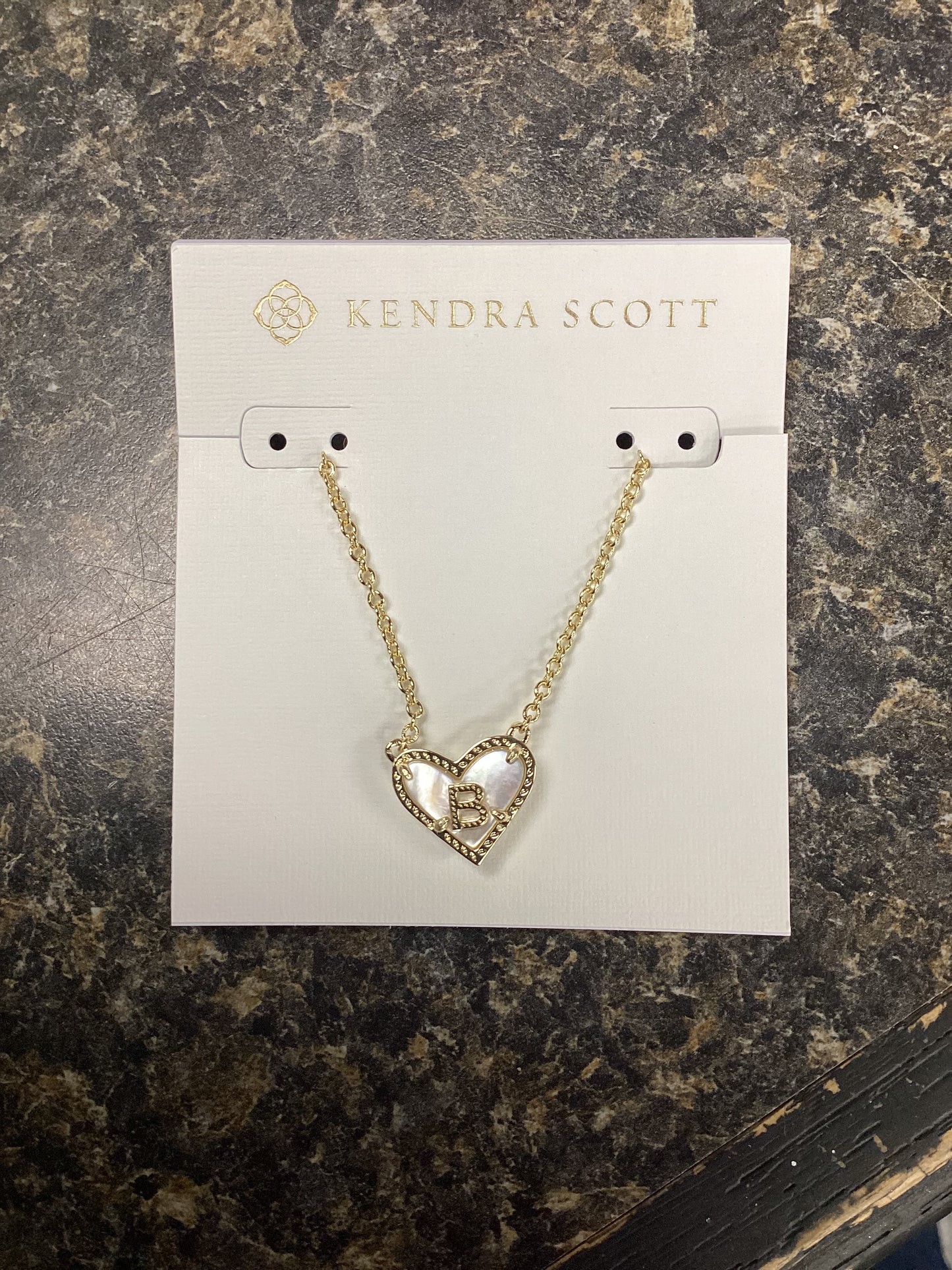 Heart Letter B Gold Ivory Necklace