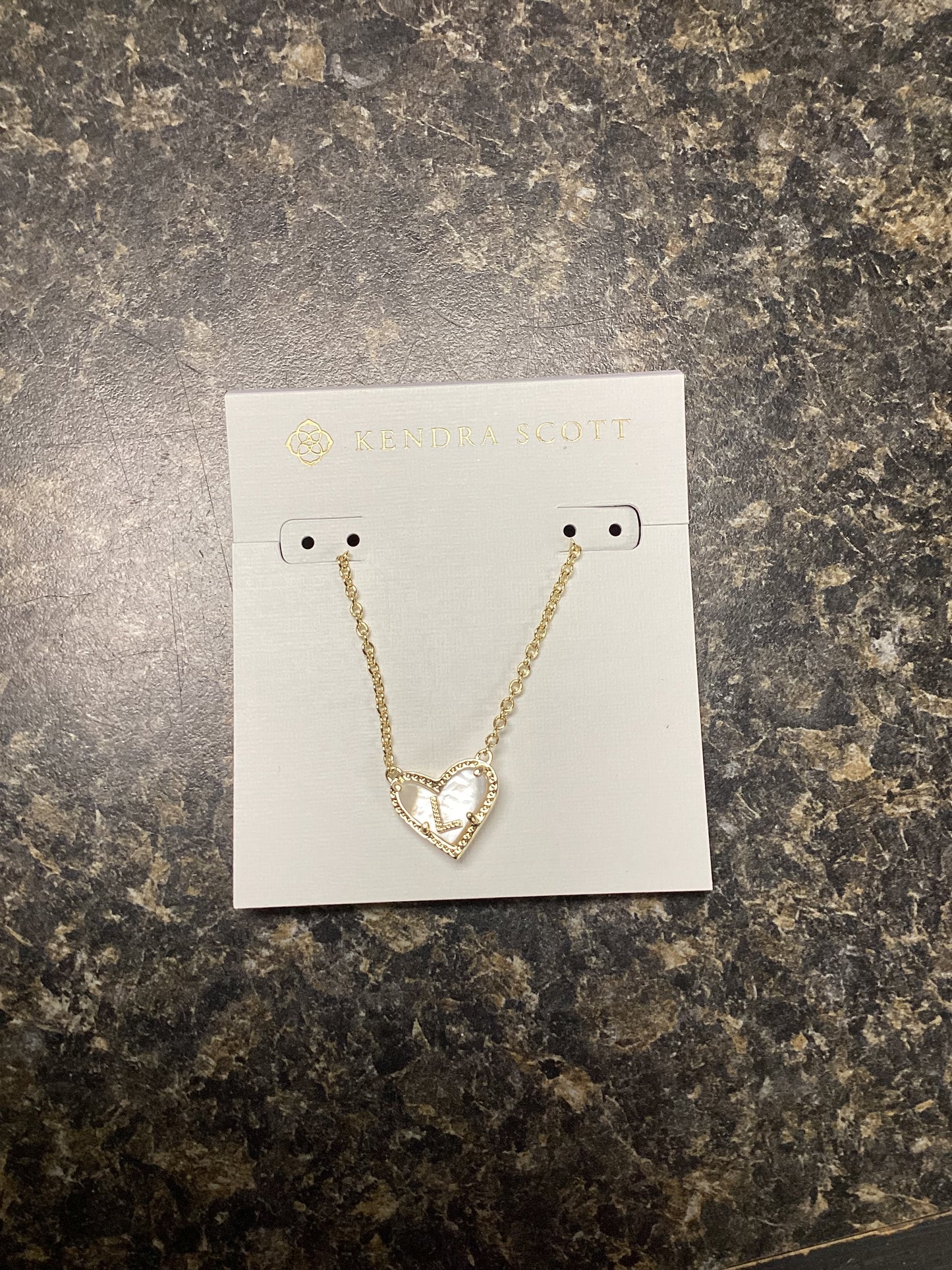 Heart Letter L Gold Ivory Necklace
