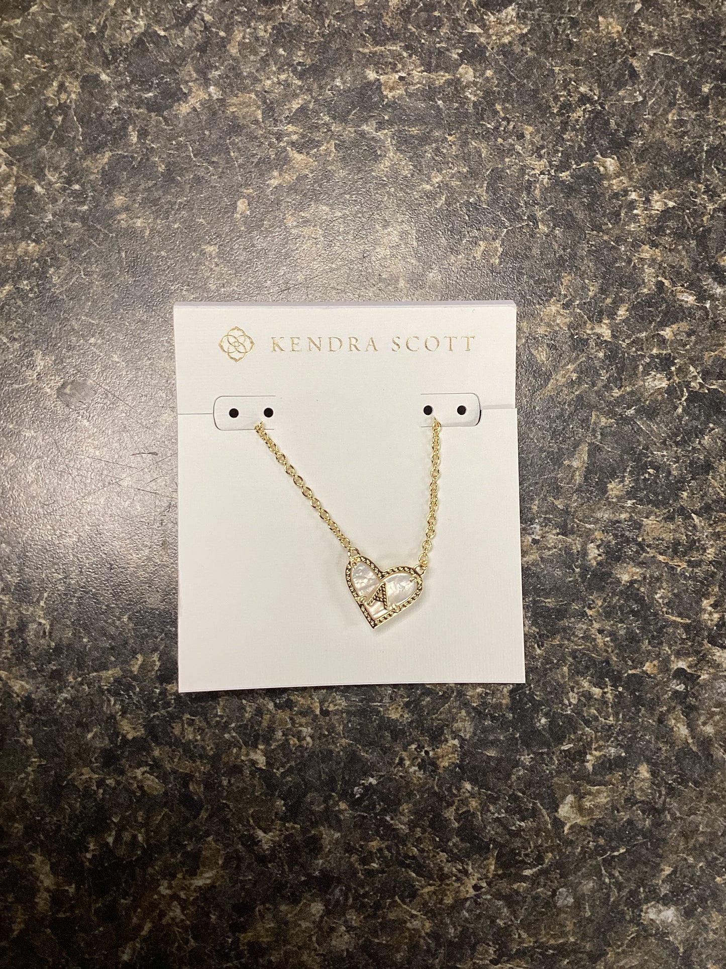 Heart Letter A Gold Ivory Necklace