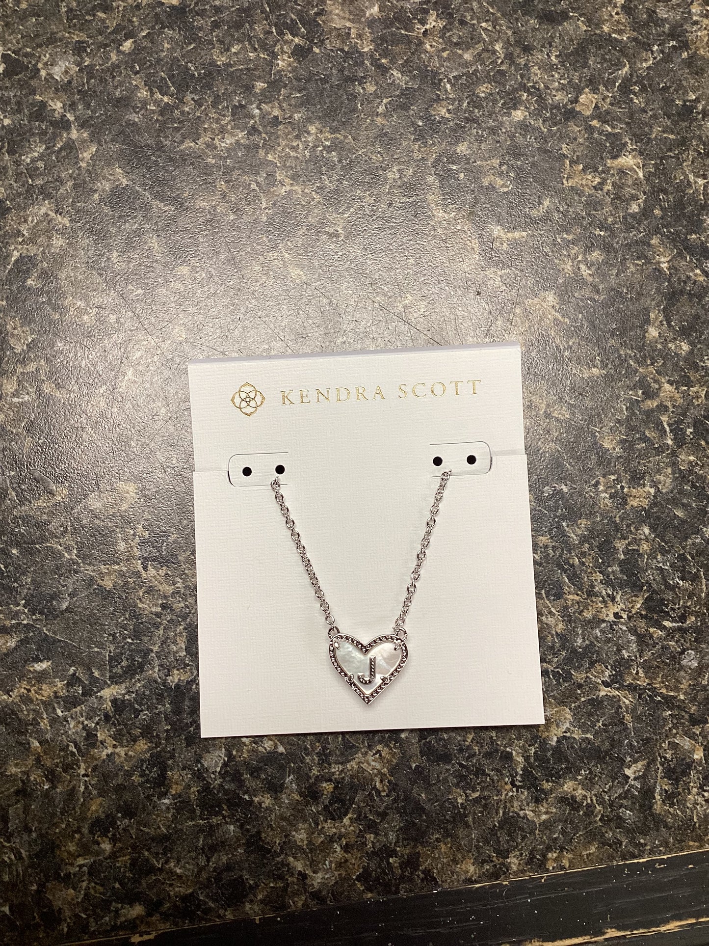 Heart Letter J Silver Ivory Necklace