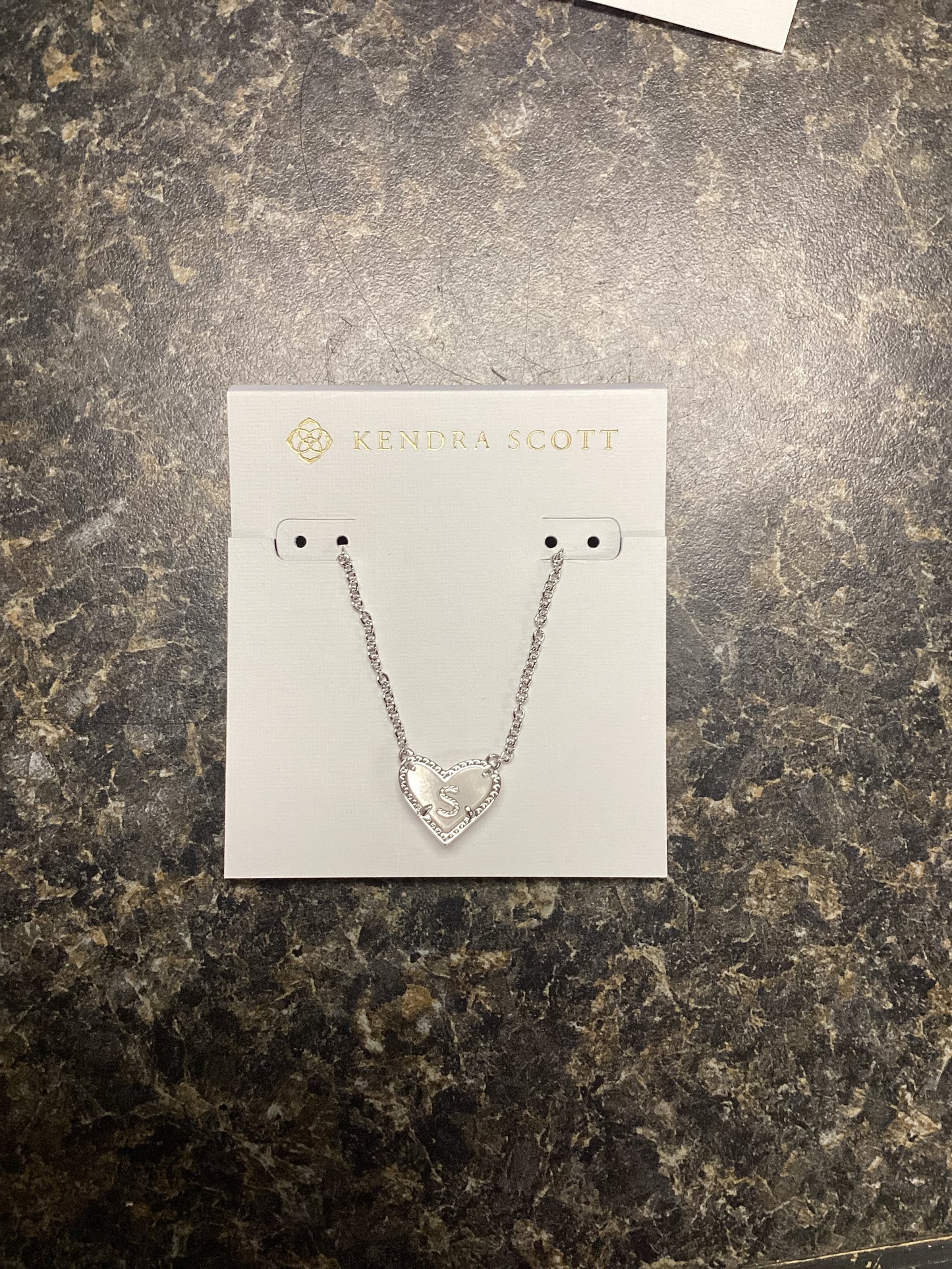 Heart Letter S Silver Ivory Necklace
