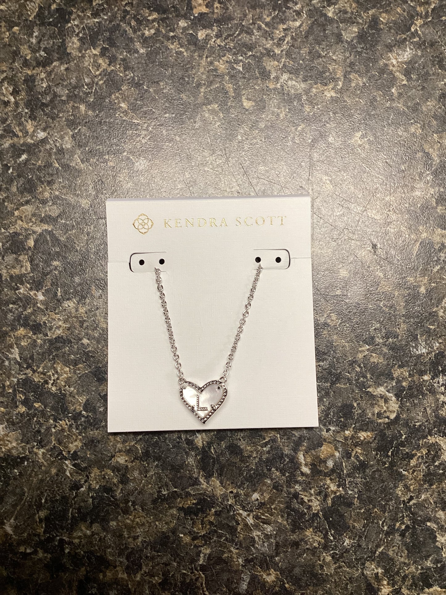 Heart Letter L Silver Ivory Necklace