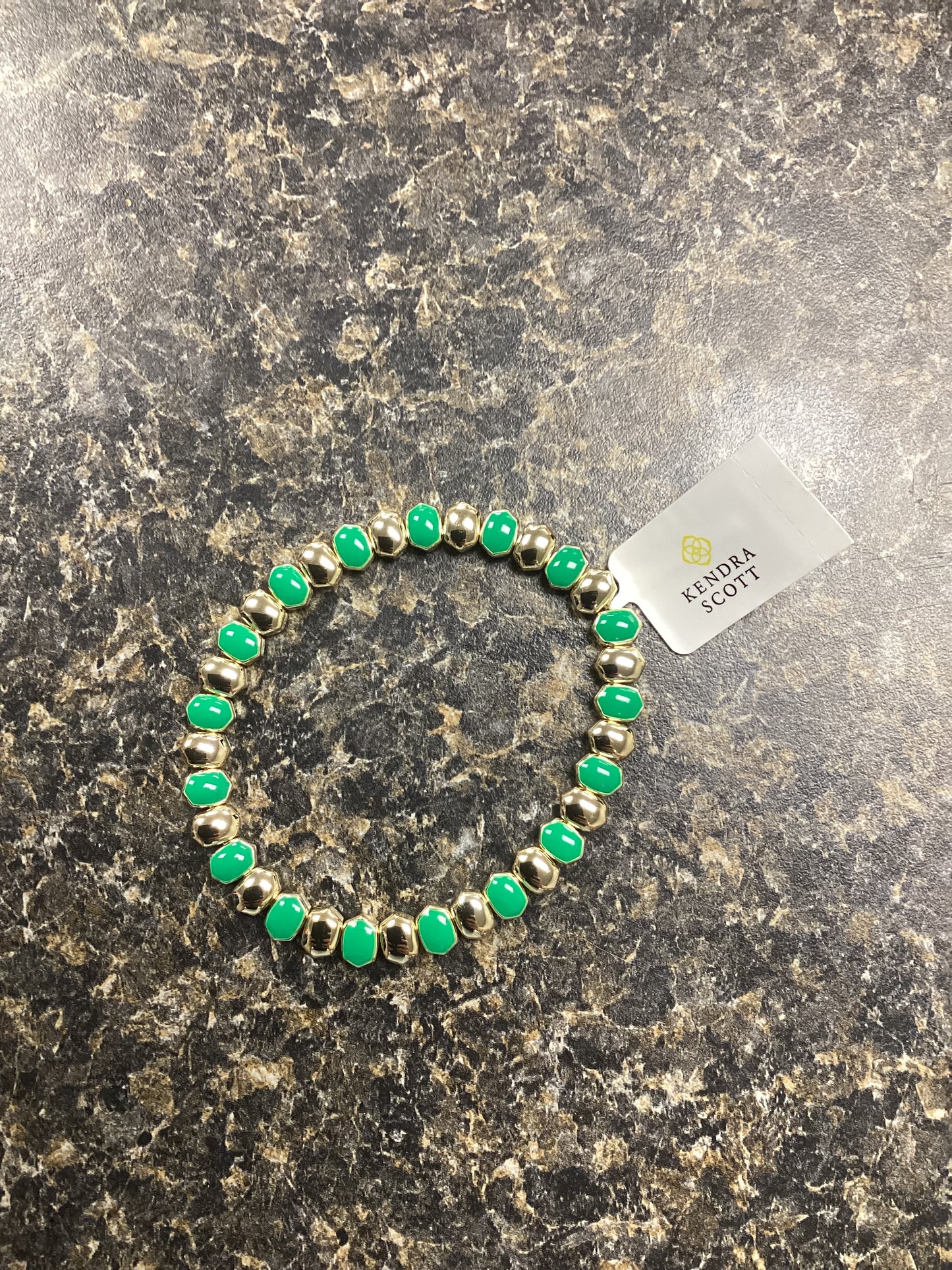 Daphne gold green enamel stretch bracelet