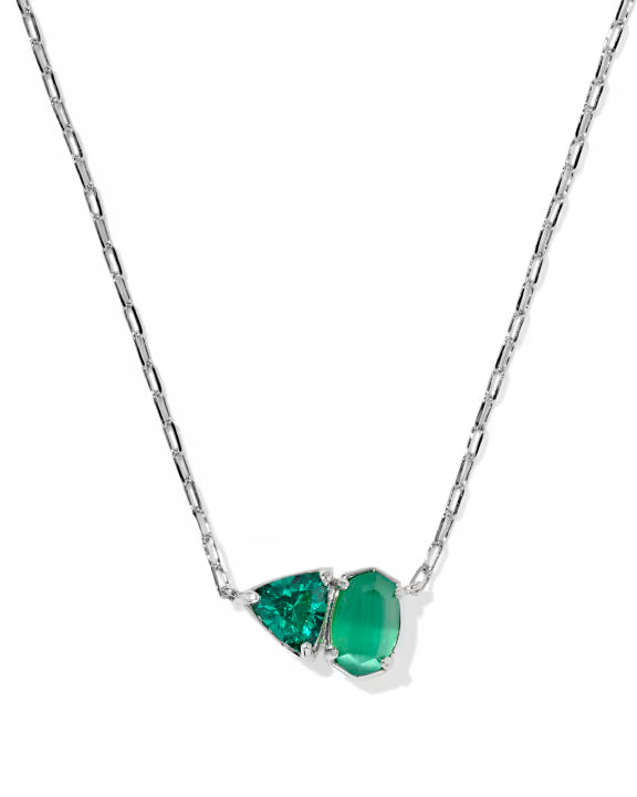 Tatum silver dark green mix necklace