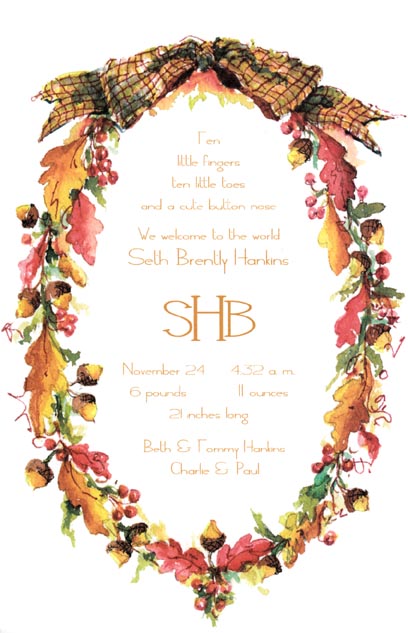 Oak Wreath invites - pack of 20