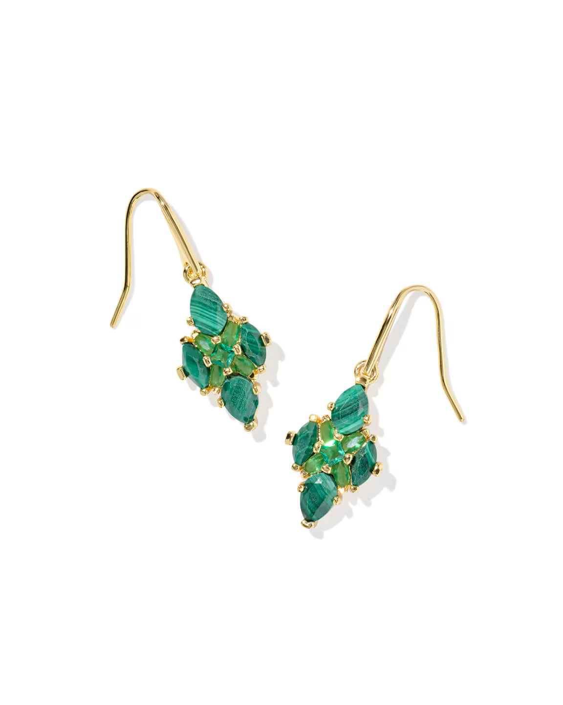 Abbie gold green crystal drop earrings