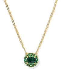 Bella gold dark green crystal necklace