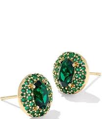 Bella gold dark green crystal stud earrings