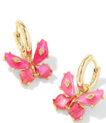 Bianca Butterfly Gold Pink Huggie Hoops