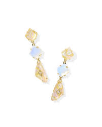 Bianca Liner Gold Iridescent White Earrings