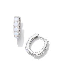 Chandler silver white opalite huggie hoop earrings