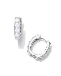 Chandler silver white opalite huggie hoop earrings