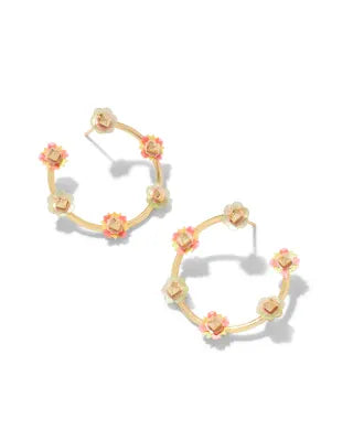 Deliah gold pink mix open frame hoop earrings