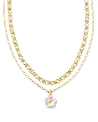 Deliah gold pastel mix multi strand necklace