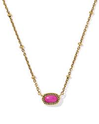 Mini Elisa Short Strand Necklace Vintage Gold Dark Fuchsia VRGD