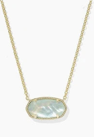 Elisa Statement Pendant Necklace Gold Light Blue Illusion