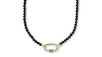 Emery Gold Black Agate Beaded Strand Necklace