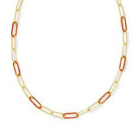 Ainsley gold dark orange enamel chain necklace