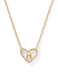 Heart Letter H Pendent Necklace Gold Ivory Mop