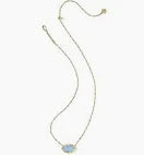 Elisa scalloped frame gold sky blue necklace