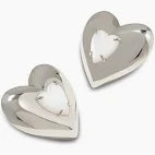 Sasha Heart Silver Ivory Pearl Stud Earrings