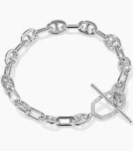 Elaina Toggle Crystal Chain Silver Bracelet