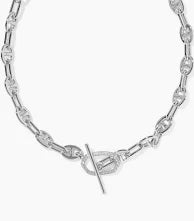 Elaina Toggle Crystal Chain Silver Necklace