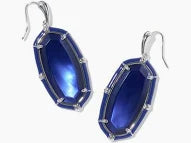 Elle enamel silver navy pearl earrings
