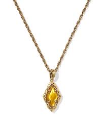 Adeline Short Pendent Necklace Vintage Gold Marbled Amber Illusion