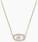 Elisa pave framed gold ivory love necklace