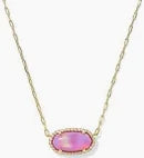 Elisa pave framed gold pink opalescent necklace