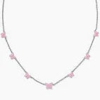 Lillia butterfly silver pink enamel strand necklace