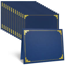 Certificate Holders 12 pack Navy Blue with Gold foil Border