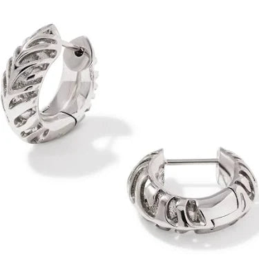Mikki silver tiger striped huggie hoop earrings
