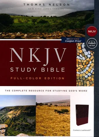 NKJV Study Bible Hard Cover Burgandy Comfort Print Keyed to strong's numbers