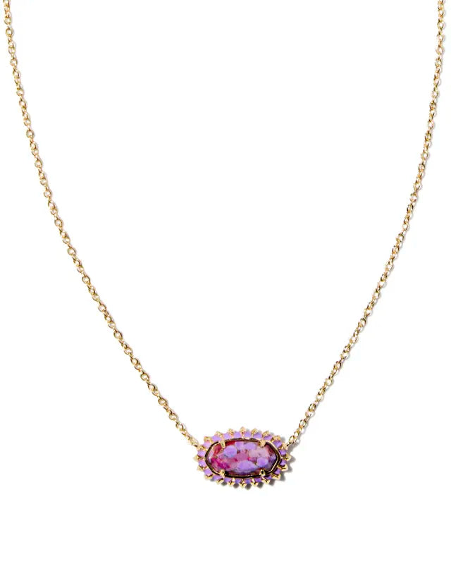 Elisa gold burst frame violet necklace