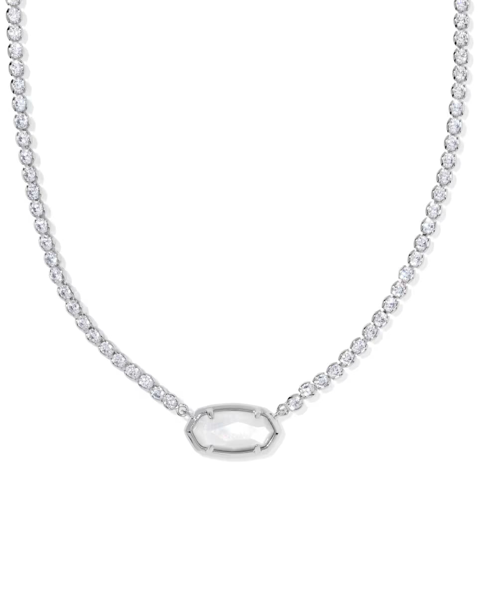 Elisa Tennis Necklace Silver Ivory Mop