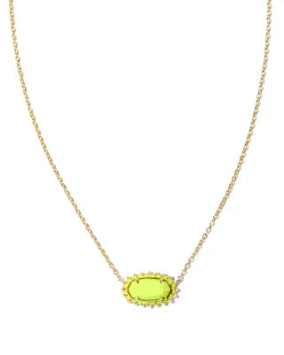 Elisa gold burst frame chartreuse necklace