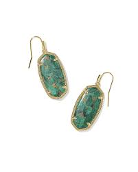 Elle gold veined malachite earrings