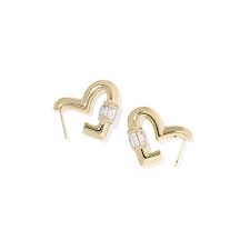 Emery heart gold white crystal hoop earrings
