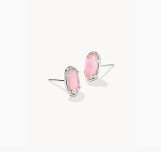 Grayson Silver Pink Iridescent Pearl Stud Earrings
