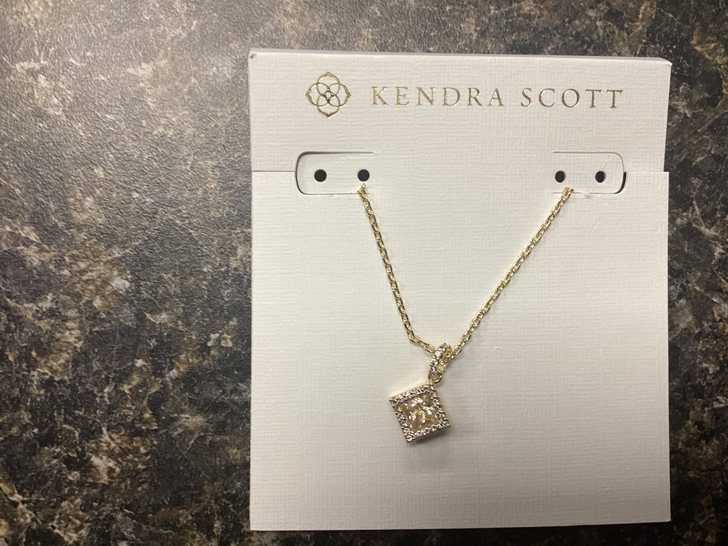 Gracie short pendant necklace gold white crystal