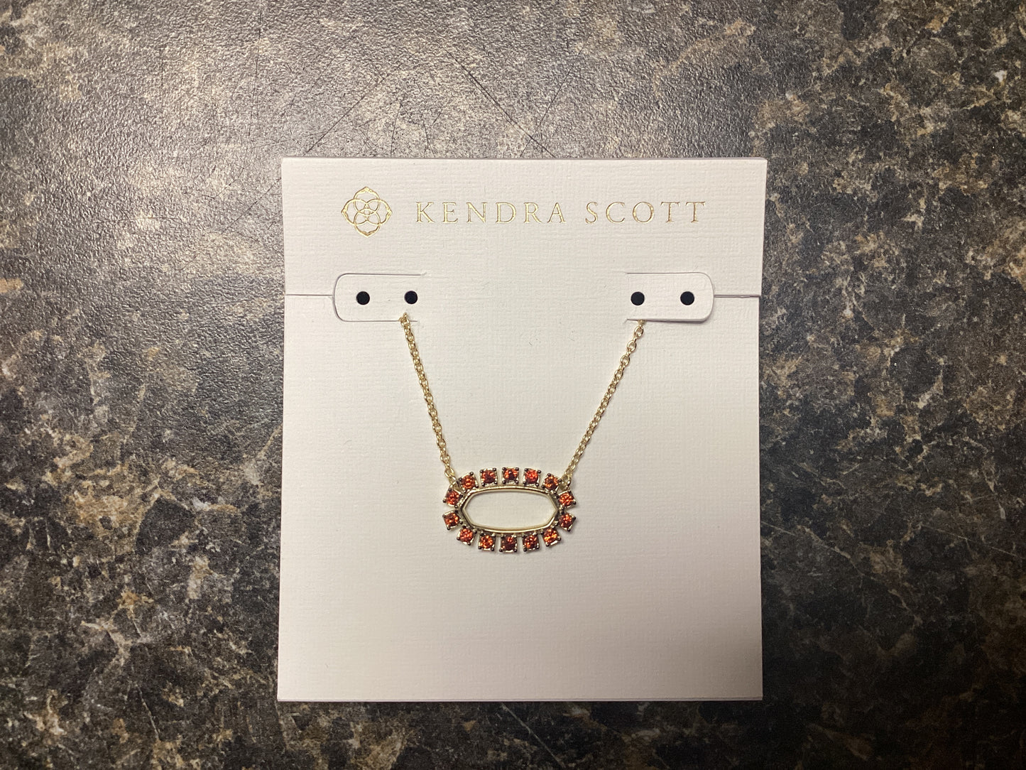 Elisa open frame gold burgundy necklace