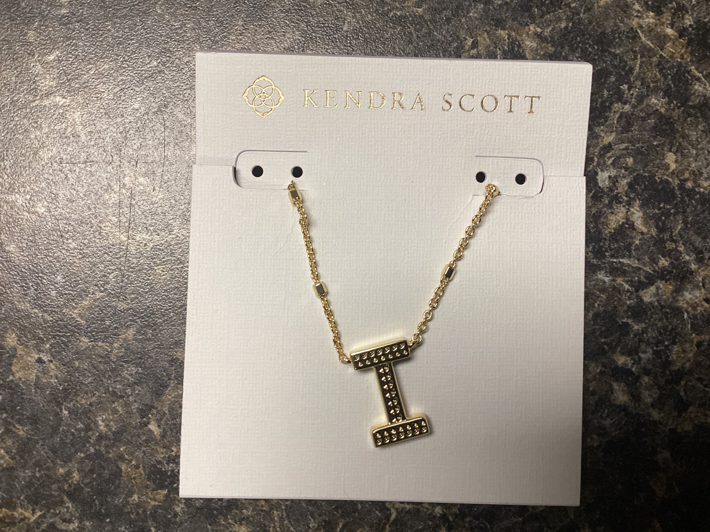Letter I gold necklace