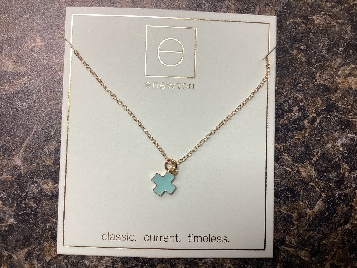 Signature cross gold turquoise necklace