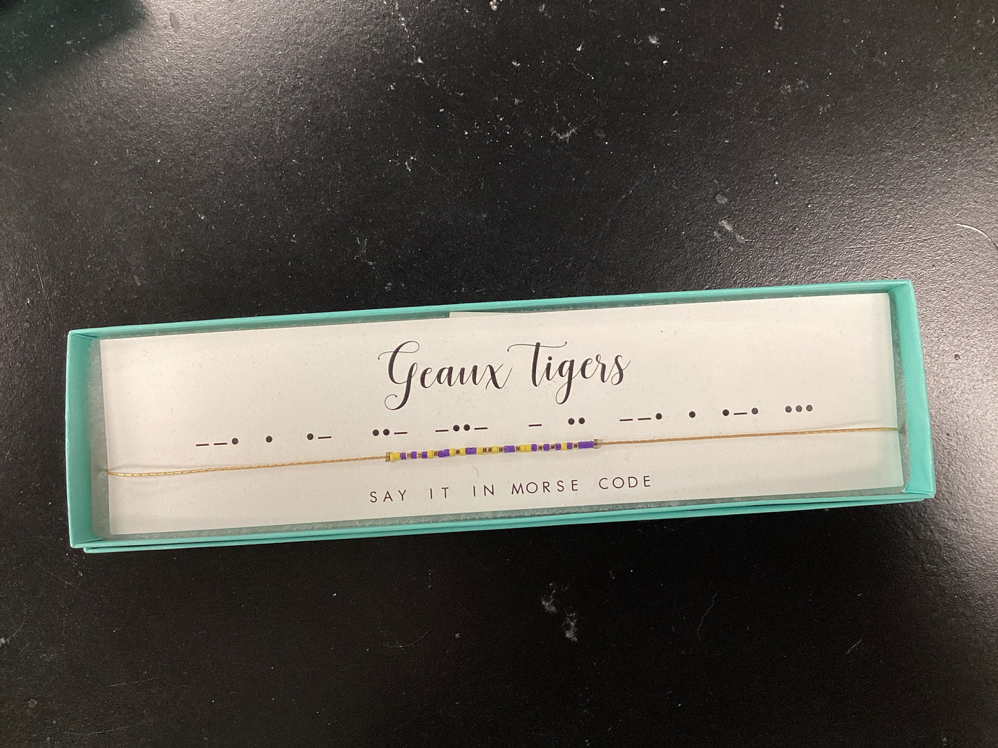 Geaux Tigers morse code necklac